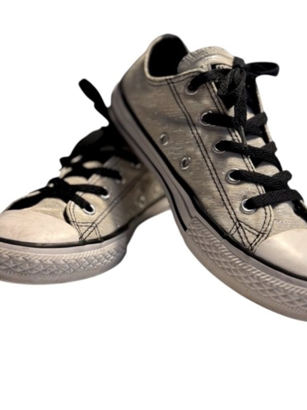 Converse All Star Junior white sparkly Sneakers - Size 3